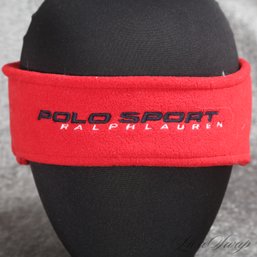 REAL DEAL NEO VINTAGE Y2K 2000S POLO SPORT RALPH LAUREN RED POLARFLEECE TECHY LOGO HEAD BAND