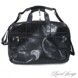 ROCK SOLID AND QUALITY BOSCA 1911 MENS SMOOTH GLAZED CALF LEATHER MULTI COMPARTMENT BRIEFCASE W/STRAP