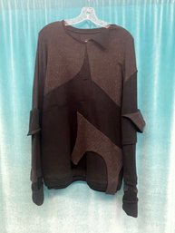 NEW WITHOUT TAGS NICOPANDA GREY BLACK LONG SLEEVE DISTRESSED PULLOVER SIZE M