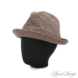 A PRETTY AWESOME EXCELLENT CONDITION VINTAGE MENS 1960S DOBBS FIFTH AVENUE BROWN TICK WEAVE TWEED HAT 7.5