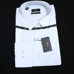 #1 BRAND NEW FACTORY SEALED MENS SOLID WHITE ALARA SLIM FIT EGYPTIAN COTTON SPREAD COLLAR DRESS SHIRT 17