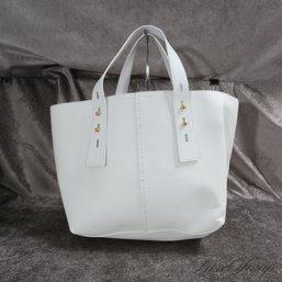 REALLY REALLY EXPENSIVE AND MINT CONDITION FRAME LOS ANGELES 'LES SECOND' WHITE LEATHER LARGE TOTE BAG