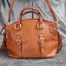 REALLY HIGH QUALITY, THE GOOD STUFF DOONEY & BOURKE SADDLE TAN THICK LEATHER SATCHEL BAG W/SHOULDER STRAP