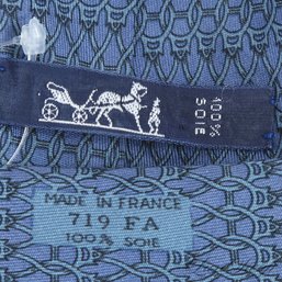 AUTHENTIC AND EXPENSIVE! MENS HERMES MADE IN FRANCE OCEAN BLUE GEOMETRIC INFINITY LINK SILK MENS TIE 719 FA