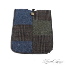 BRAND NEW UNUSED BROOKS BROTHERS PATCHWORK TWEED AND NAPPA LEATHER IPAD SLEEVE