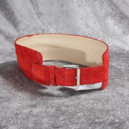 EXCEPTIONAL VINTAGE CHLOE CINNAMON RED SUEDE WAIST BELT FITS ABOUT S