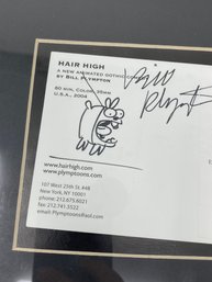 FRAMED & SIGNED AUTOGRAPHED BILL PLYMPTON HAIR HIGH ANIMATED COMEDY CARD