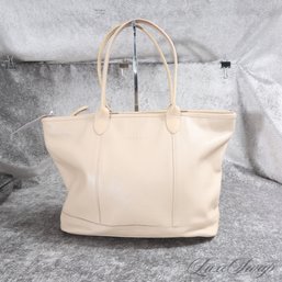 #4 MINT CONDITION AND SUPER RECENT LONGCHAMP PARIS LIGHT CAMEL LATTE GRAINED LEATHER LARGE TOTE HANDBAG BAG