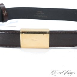 NOT CHEAP AND BEAUTIFUL! SALVATORE FERRAGAMO MADE IN ITALY ADJUSTABLE LENGTH GOLD BUCKLE WOMENS BELT