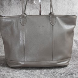 #6 MINT CONDITION AND SUPER RECENT LONGCHAMP PARIS DARK ANTHRACITE LEATHER ZIP TOP NEVERFULL STYLE TOTE BAG