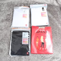 #10 MIXED LOT OF 4 BRAND NEW SEALED SPANX AND UNIQLO BASE LAYERS HEATTECH, MENS AND WOMENS VARIOUS SIZES