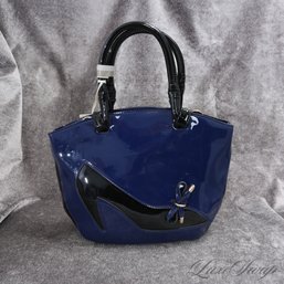 #17 BRAND NEW WITH TAGS AND BEAUTIFUL ISABELLE ROYAL BLUE PATENT AND BLACK CONTRAST LARGE BAG WITH SHOE DESIGN
