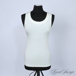 #2 NEAR MINT AND SUPER EXPENSIVE WOLFORD OF AUSTRIA OPAQUE NATUREL CREAM SOFT KNIT SCOOPNECK TANK TOP M