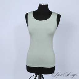 NEAR MINT AND SUPER EXPENSIVE WOLFORD OF AUSTRIA OPAQUE NATUREL SAGE GREEN SOFT KNIT SCOOPNECK TANK TOP M