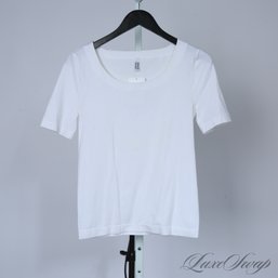 #3 NEAR MINT AND SUPER EXPENSIVE WOLFORD OF AUSTRIA OPAQUE NATUREL WHITE KNIT SCOOPNECK TEE SHIRT L
