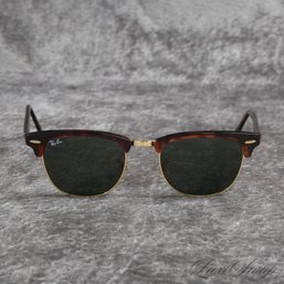 THE ONES EVERYONE WANTS! RAY BAN TORTOISE BROWN AND GOLD 'CLUBMASTER' SUNGLASSES RB3016