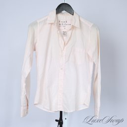 SUPER CUTE AND BREEZY FRANK AND EILEEN PALE PEACH VOILE LIGHTWEIGHT FITTED BOYFRIEND BUTTON DOWN SHIRT XS