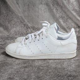 SUMMER PERFECT FOR A CLEAN OUTFIT! MENS ADIDAS ALL WHITE STAN SMITH FX5500 PRIMEGREEN SNEAKERS 9.5