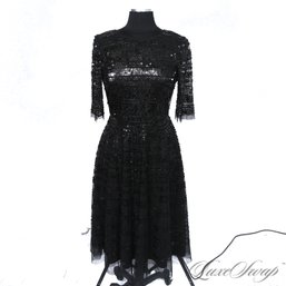 JUST INCREDIBLE! BRAND NEW WITH TAGS $625 JOHNNY WAS BLACK FULL SEQUIN EMBROIDERED MESH EVENING DRESS 6