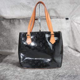 #32 AN EXCEPTIONAL AUTHENTIC LOUIS VUITTON 'HOUSTON AMARTE'  MADE IN FRANCE BLACK VERNIS PATENT MONOGRAM BAG