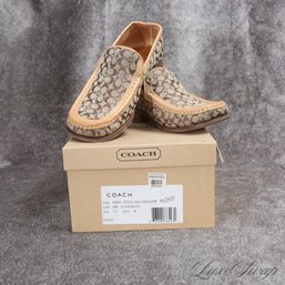 THE ONES EVERYONE WANTS! COACH WOMENS 'VANCE' ALLOVER MONOGRAM CC CANVAS AND LEATHER LOAFERS 7.5