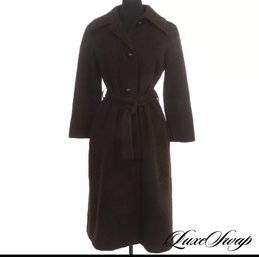 Vintage 1960s Anonymous Cigar Brown Speckled Tweed Unstructured Belted Coat 12