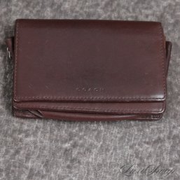 REALLY WELL MADE COACH CHOCOLATE BROWN LEATHER FULLY LINED FLAP CARD CASE WALLET