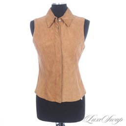 #545 BRAND NEW WITH TAGS LATINI / MARIA VITTORIA FIRENZE CAMEL CHEVRE SUEDE GILET VEST 42