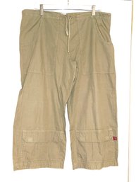 ESSENTIALS WOMENS XCVI WEARABLES MADE IN USA(!!) BROWN KHAKI DRAWSTRING CARGO LONG SHORTS SIZE M