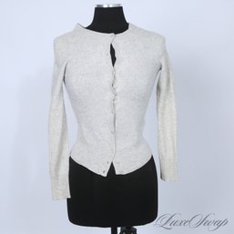 OFFICE ALWAYS COLD PROBLEM SOLVER! WOMENS LORD AND TAYLOR 100 PERCENT CASHMERE ASH GREY SPECKLED CARDIGAN S