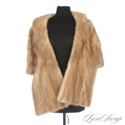 MATTIE SPICERS VINTAGE GENUINE BLONDE MINK FUR COCCOON SHAWL WRAP