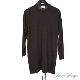 SUCH A LUXURIOUS FABRIC! GIANFRANCO FERRE MADE IN ITALY CASHMERE AND SILK CHOCOLATE SWEATER DRESS 8