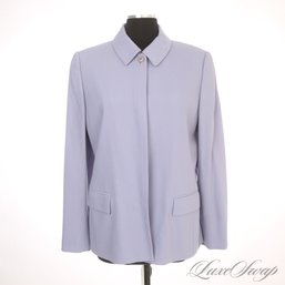 SUMMER PERFECT! CARLISLE LILAC LAVENDER TEXTURED CREPE WOOL PURE WOOL BLAZER JACKET 12