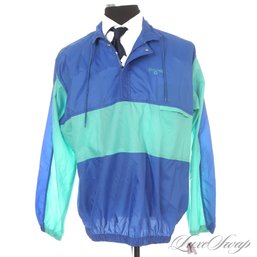 BRAND NEW WITH TAGS DEADSTOCK VINTAGE MENS SPALDING 1980S ROYAL BLUE / GREEN ANORAK RAIN JACKET XL
