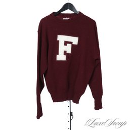 F THIS!! VINTAGE EAST TENN MAROON SHETLAND FLOCKED F LOGO VARSITY CREWNECK SWEATER MENS 42