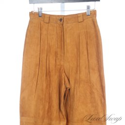#546 BRAND NEW WITH TAGS LATINI / MARIA VITTORIA FIRENZE ORANGE INFUSED CAMEL PLEATED SUEDE PANTS WOMENS 44