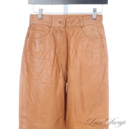#547 BRAND NEW WITHOUT TAGS LATINI / MARIA VITTORIA FIRENZE ORANGE INFUSED CAMEL LEATHER JEANS 42 EU