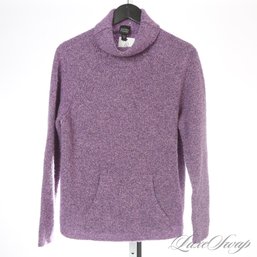 SOFT AND LUXURIOUS EILEEN FISHER LAVENDER BOUCLE MIXED YARN CASHMERE BLEND KANGAROO POCKET SWEATER L