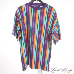 LOT OF 2 BRAND NEW WITH TAGS DEADSTOCK VINTAGE COLLEGE POINT 1990S STRIPED TEE SHIRT AND BUTTON DOWN L/XL