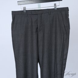 EXPENSIVE MENS HUGO BOSS RECENT 'SHARP 1' CHARCOAL GREY GLEN PLAID CHECKED FLANNEL FLAT FRONT PANTS 34