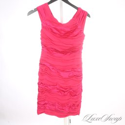 THIS IS SO FRICKIN CUTE!! HIGH IMPACT ALICE AND OLIVIA SHOCKING PINK RUCHED 93 PERCENT SILK COCKTAIL DRESS 4