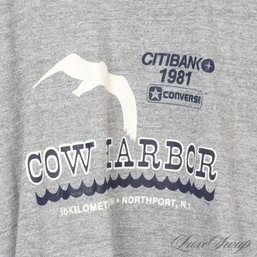 AWESOME VINTAGE 1981 COW HARBOR NORTHPORT NEW YORK HEATHER GREY CITIBANK RUN RACE TEE SHIRT L