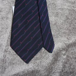 GORGEOUS VINTAGE GUCCI NAVY BLUE RED STRIPED ABSTRACT BOOT PRINT MENS TIE