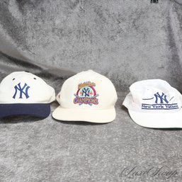 PRETTY GREAT LOT OF VINTAGE 1990S NEW YORK YANKEES BASEBALL HAT CAPS SNAPBACKS INCLUDING 1996 CHAMPS