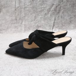 #24 BRAND NEW WITHOUT BOX RECENT AND GREAT BOTKIER BLACK SOFT SUEDE POINT TOE TIE MULES 7