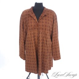 #369 BRAND NEW WITH TAGS LATINI / MARIA VITTORIA FIRENZE BROWN SUEDE LEATHER ALLOVER FLORAL OVERSIZED COAT 40