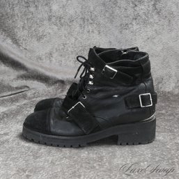 #3 THESE GO INSANELY HARD! THE KOOPLES MADE IN PORTUGAL BLACK LEATHER COMBAT BUCKLED BOOTS 40 / US 10