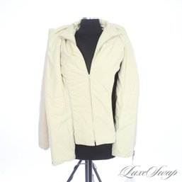 #375 BRAND NEW WITH TAGS LATINI / MARIA VITTORIA FIRENZE IVORY LEATHER GENUINE FUR TRIM VEST 2 IN 1 JACKET 44