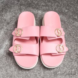 #4 PEDI READY! SUPER GOOD CONDITION RECENT COACH BLUSH PINK PLATFORM SOLE DOUBLE CARRAIGE STRAP SANDALS 7