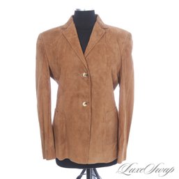 #379 BRAND NEW WITH TAGS LATINI / MARIA VITTORIA FIRENZE SNUFF TOBACCO SUEDE LEATHER SHORT COAT 46 EU